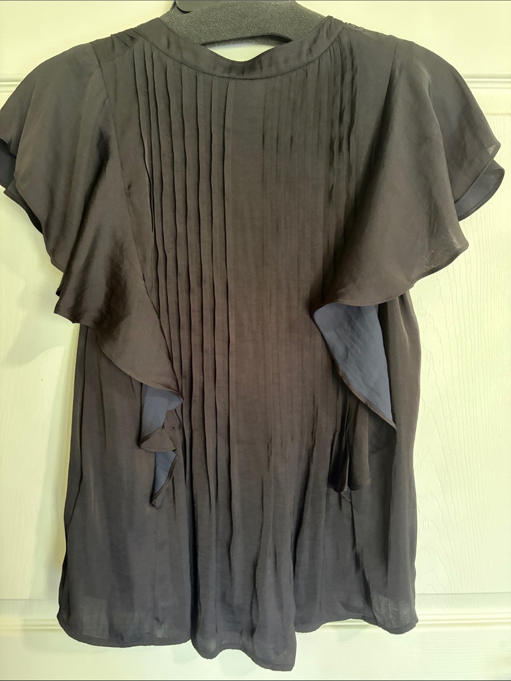 Anthropologie Black Ruffle Pintuck Blouse - Picture 9 of 13